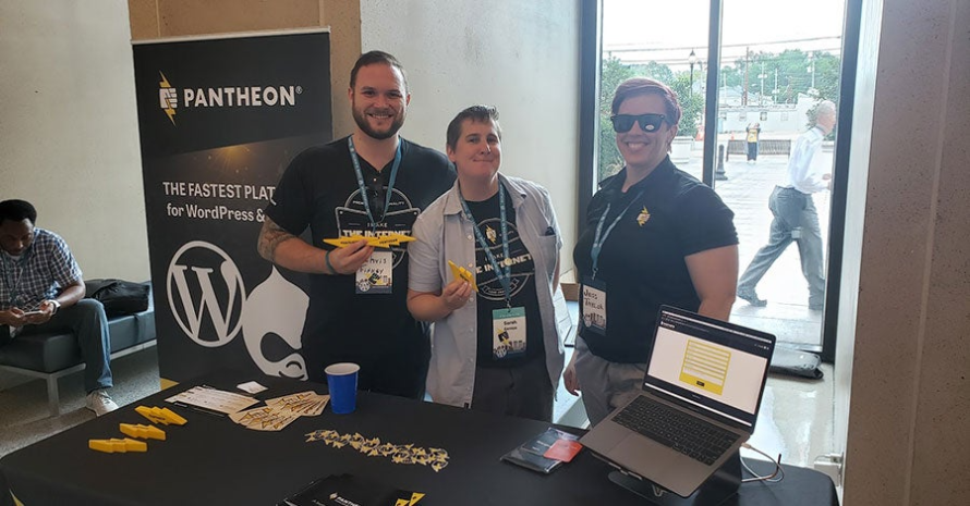 Pictured [left to right]: Chris Finney, Sarah German, Jess Taylor at WordCamp Birmingham 2019